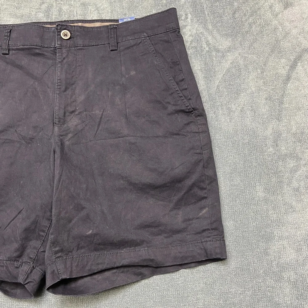 Chaps Chino Shorts Mens 34 Blue Cotton Stretch Twill High Rise Flat Front Casual